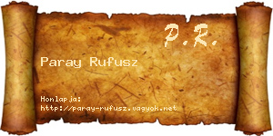 Paray Rufusz névjegykártya
